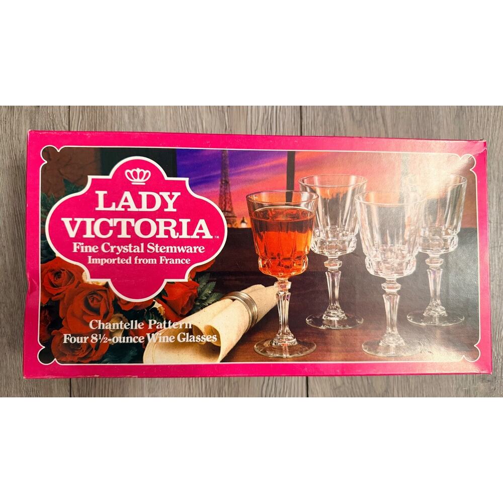Vintage Set of (4) Lady Victoria Wine Glasses in the Chantelle Pattern